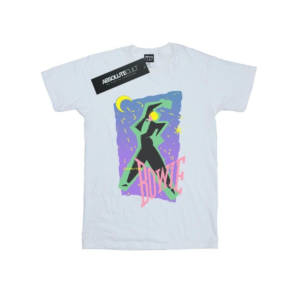 David Bowie Womens/Ladies Moonlight Dance Cotton Boyfriend T-Shirt / White